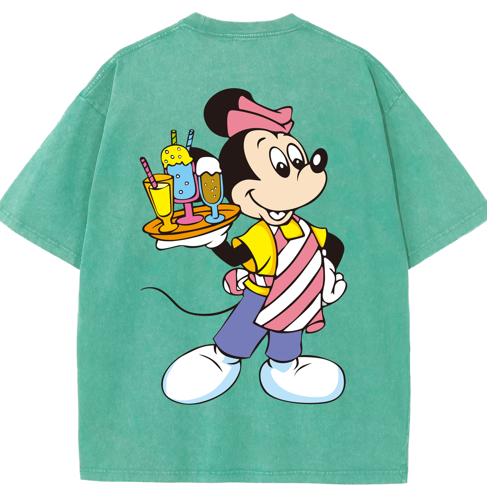 （画像用） ミッキーマウス Mickey Mouse 綿100% ヴィンテージ風 半袖Tシャツ（背面プリント）